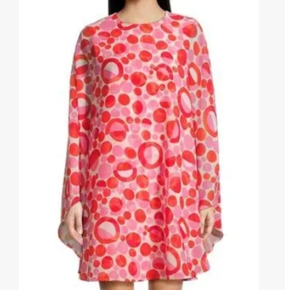 Frances Valentine Pink and Red Polka-Dot Midi Dress